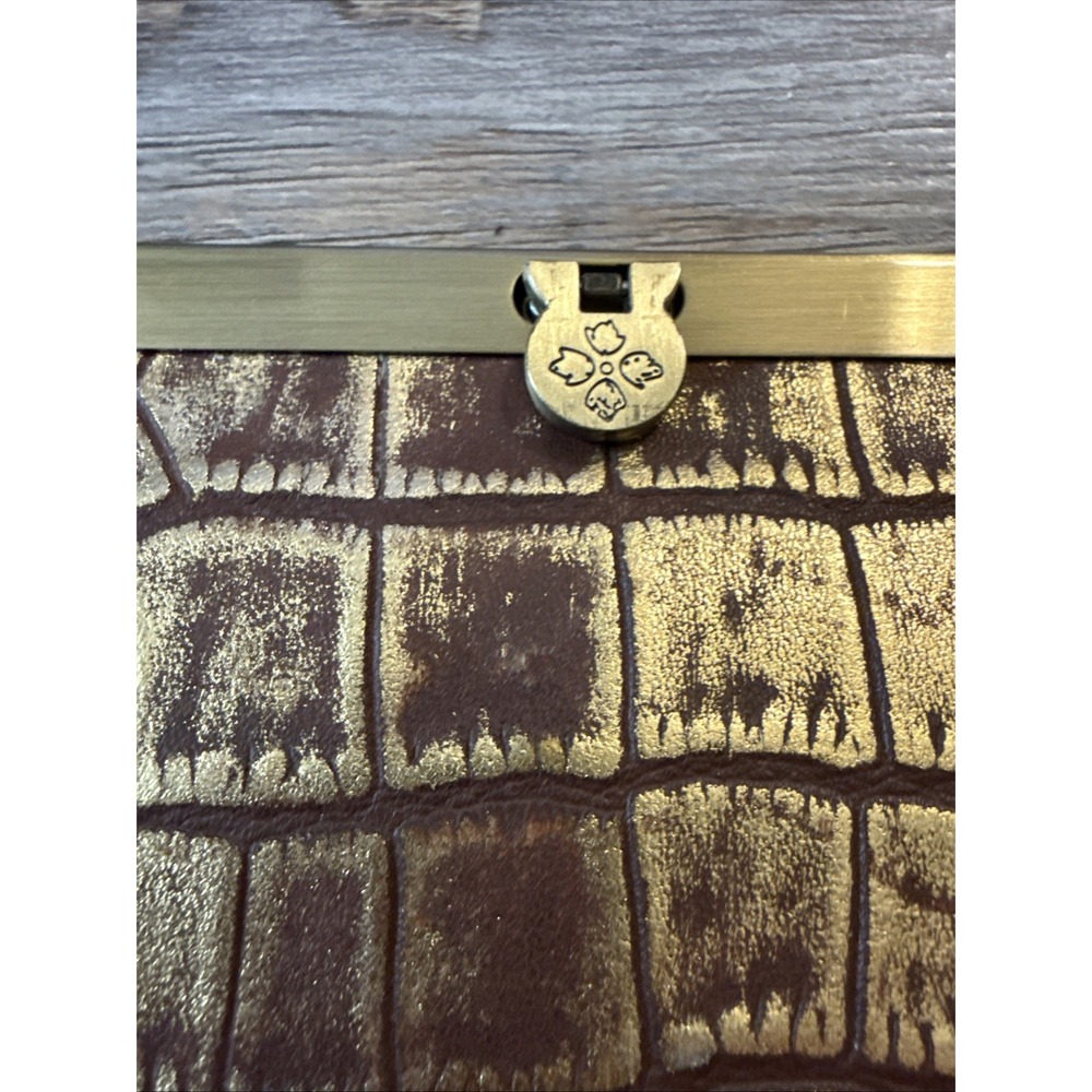 Patricia Nash Cauchy Metallic Gold Croc Embossed Wallet Pre Owned - Picture 2 of 16